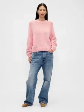 Maglione dal collo rotondo in misto cotone dal taglio morbido