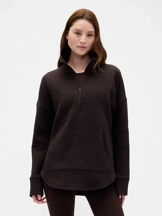 Maglione GapFit trapuntato in jacquard con mezza zip