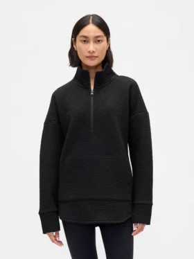Maglione GapFit trapuntato in jacquard con mezza zip