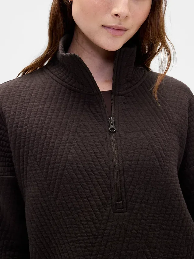 Maglione GapFit trapuntato in jacquard con mezza zip
