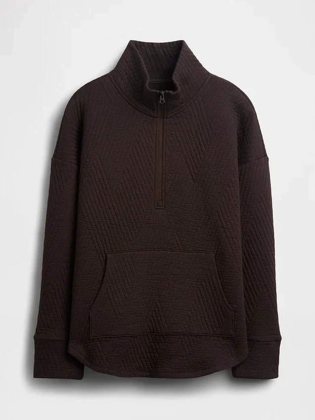Maglione GapFit trapuntato in jacquard con mezza zip