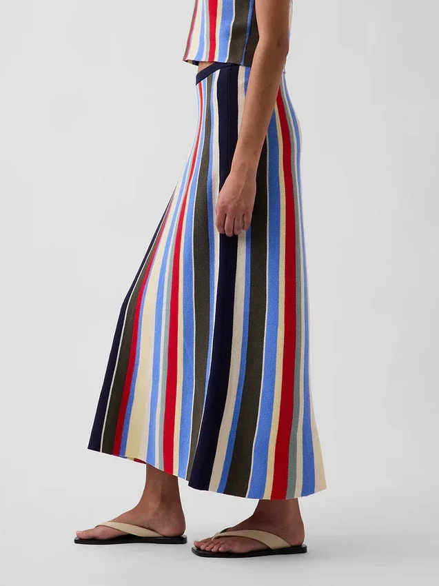 Maglione-gonna lunga a righe in 100% cotone