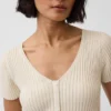 Maglione lungo in maglia a costine con abbottonatura frontale