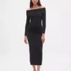 Maglione midi in maglia elasticizzata CashSoft con spalle scoperte