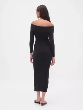 Maglione midi in maglia elasticizzata CashSoft con spalle scoperte