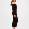 Maglione midi in maglia elasticizzata CashSoft con spalle scoperte