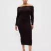 Maglione midi in maglia elasticizzata CashSoft con spalle scoperte