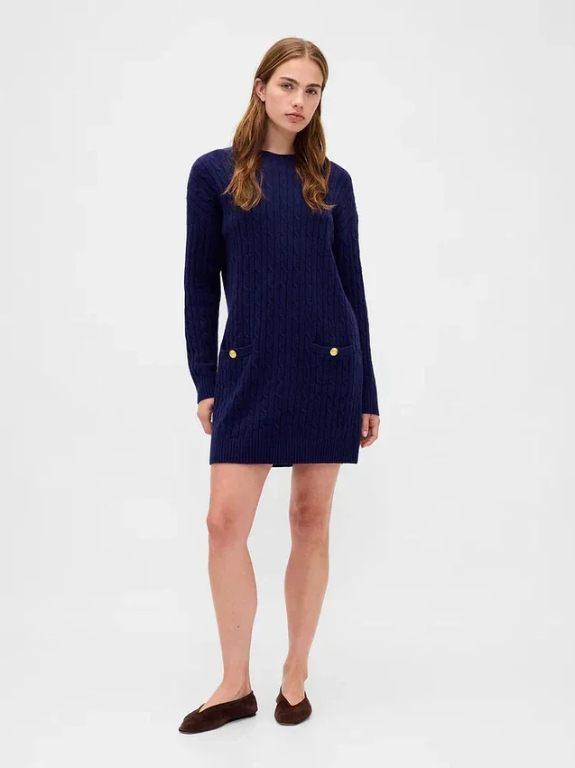 Maglione mini in maglia a trecce CashSoft