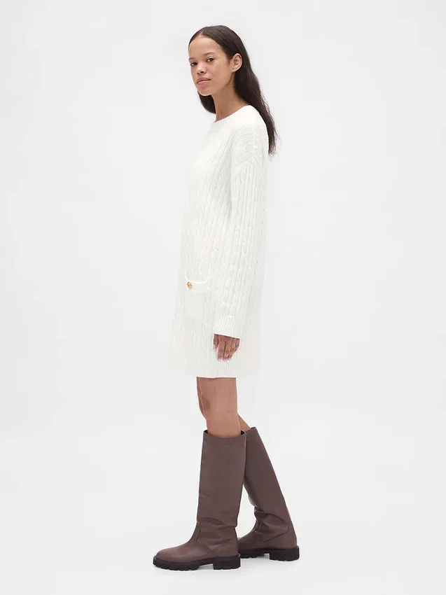 Maglione mini in maglia a trecce CashSoft