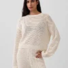 Maglione morbido all’uncinetto in 100% cotone