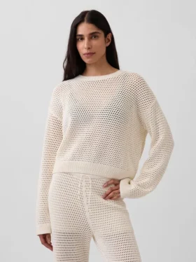 Maglione morbido all’uncinetto in 100% cotone