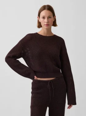 Maglione morbido all’uncinetto in 100% cotone