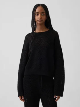 Maglione morbido all’uncinetto in 100% cotone
