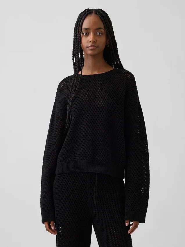 Maglione morbido all’uncinetto in 100% cotone