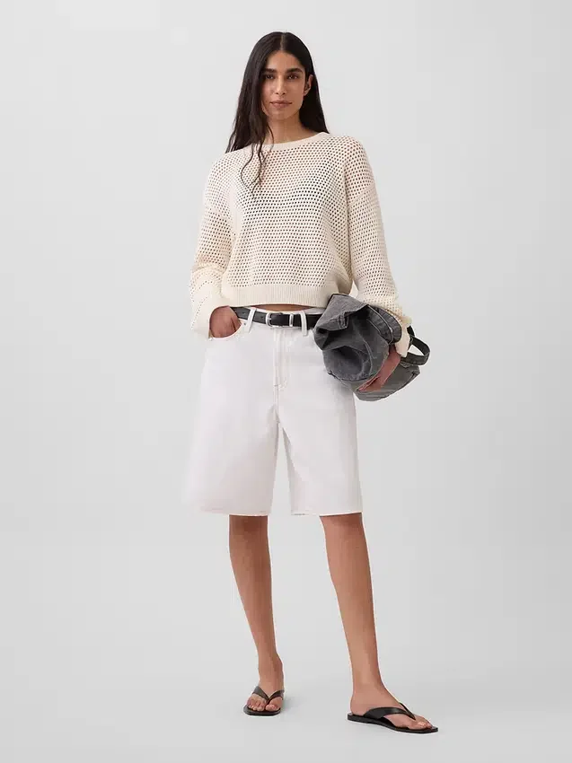 Maglione morbido all’uncinetto in 100% cotone