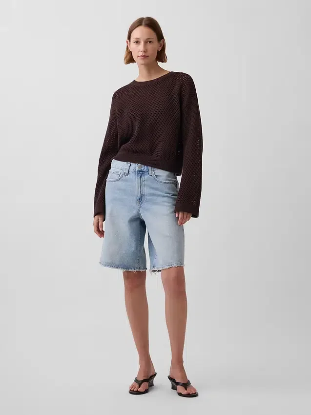 Maglione morbido all’uncinetto in 100% cotone