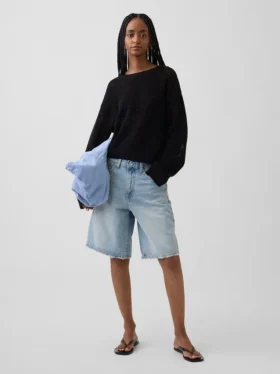 Maglione morbido all’uncinetto in 100% cotone