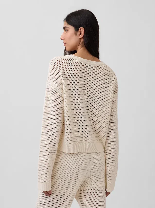 Maglione morbido all’uncinetto in 100% cotone