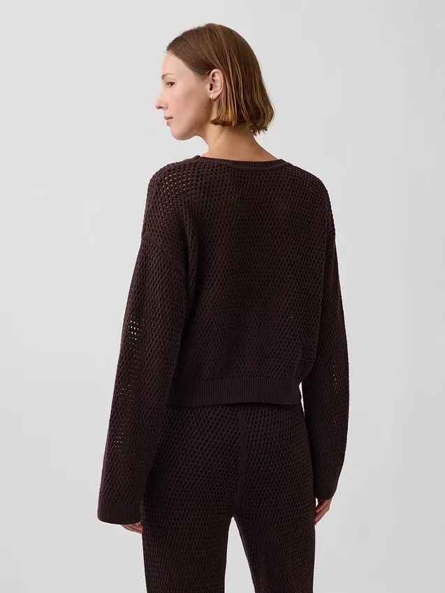 Maglione morbido all’uncinetto in 100% cotone