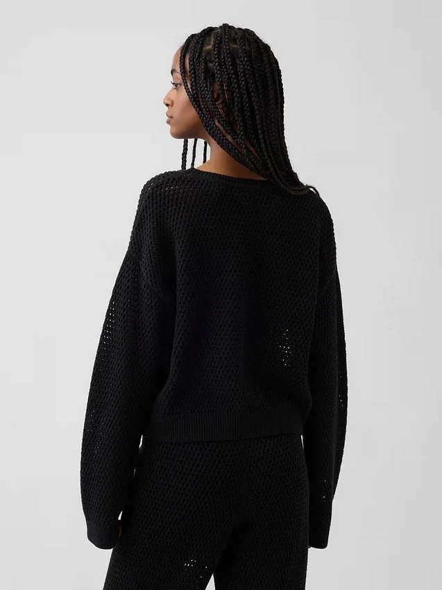 Maglione morbido all’uncinetto in 100% cotone