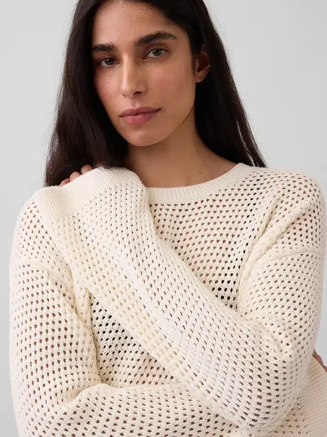 Maglione morbido all’uncinetto in 100% cotone