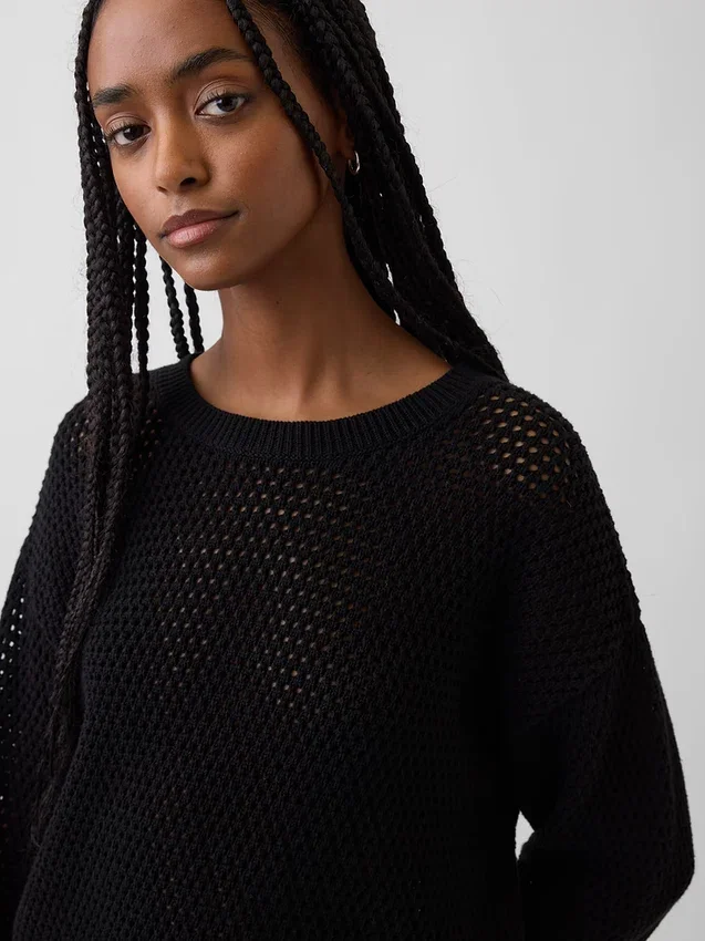 Maglione morbido all’uncinetto in 100% cotone