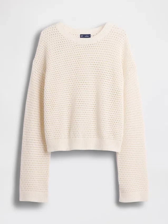 Maglione morbido all’uncinetto in 100% cotone