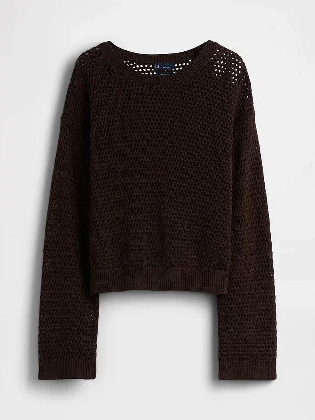 Maglione morbido all’uncinetto in 100% cotone