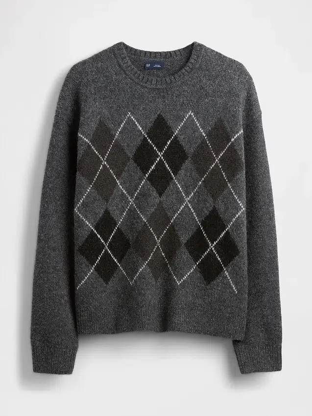 Maglione morbido in misto lana con motivo Argyle