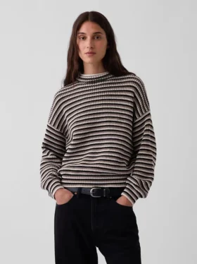 Maglione oversize a collo alto in 100% cotone