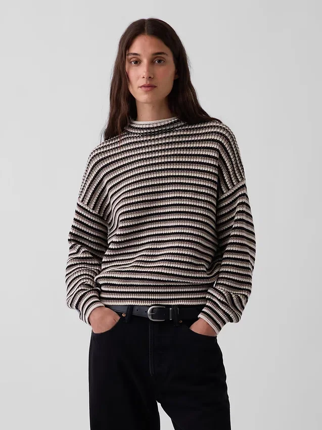 Maglione oversize a collo alto in 100% cotone
