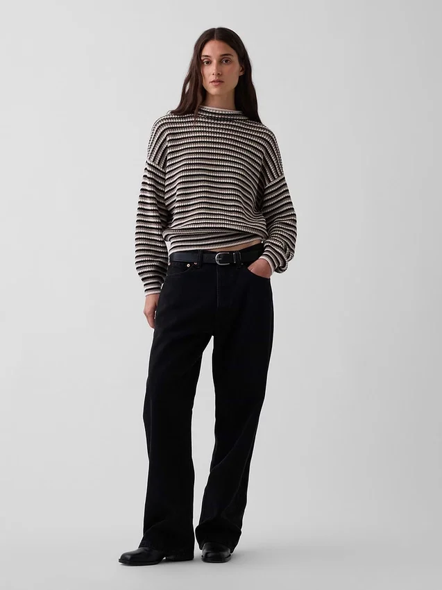 Maglione oversize a collo alto in 100% cotone
