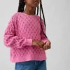 Maglione oversize a collo rotondo lavorato all’uncinetto per bambini