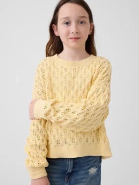 Maglione oversize a collo rotondo lavorato all’uncinetto per bambini