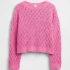 Maglione oversize a collo rotondo lavorato all’uncinetto per bambini