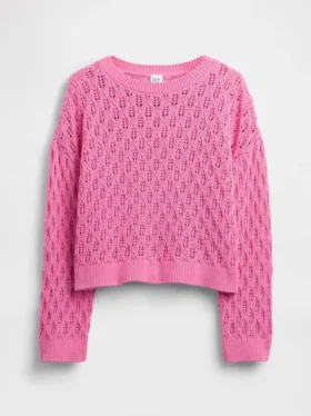 Maglione oversize a collo rotondo lavorato all’uncinetto per bambini
