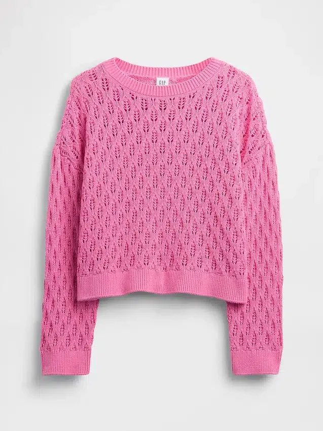Maglione oversize a collo rotondo lavorato all’uncinetto per bambini