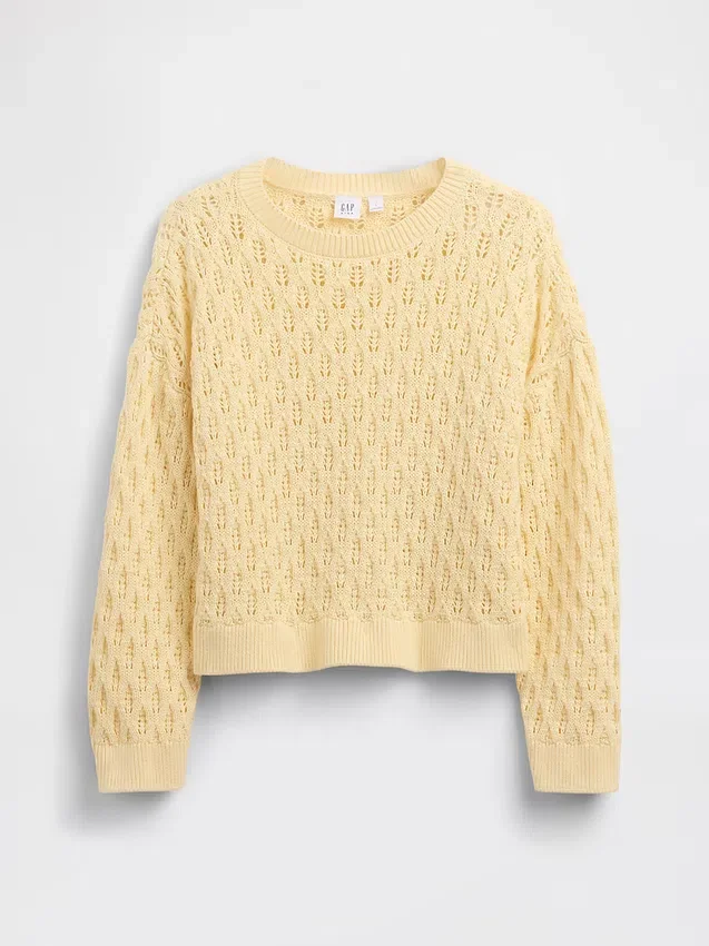 Maglione oversize a collo rotondo lavorato all’uncinetto per bambini