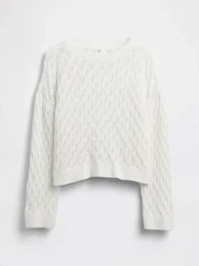 Maglione oversize a collo rotondo lavorato all’uncinetto per bambini