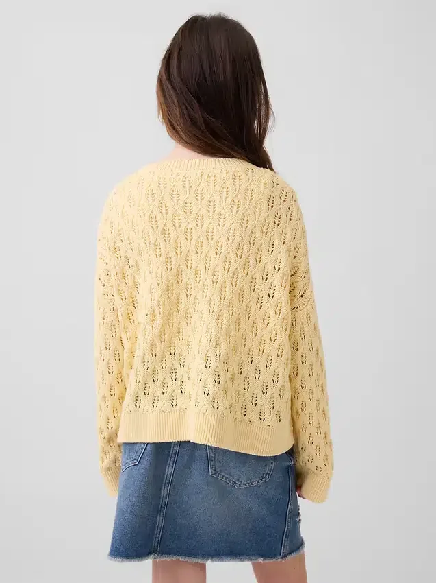 Maglione oversize a collo rotondo lavorato all’uncinetto per bambini