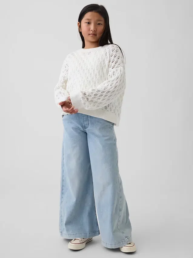 Maglione oversize a collo rotondo lavorato all’uncinetto per bambini