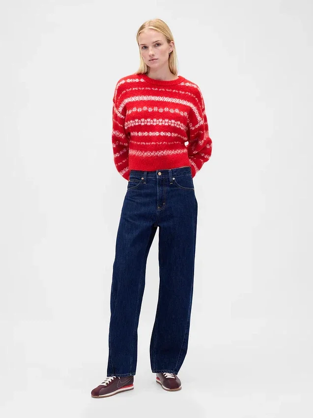 Maglione oversize a collo tondo in tessuto felpato