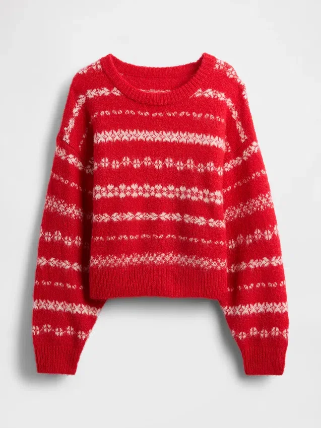Maglione oversize a collo tondo in tessuto felpato