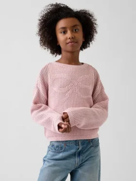 Maglione oversize con grafica per bambini lavorato all’uncinetto