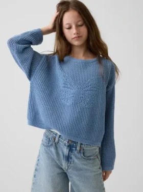 Maglione oversize con grafica per bambini lavorato all’uncinetto