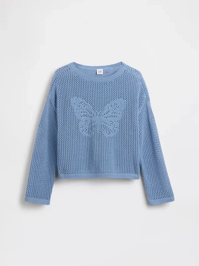 Maglione oversize con grafica per bambini lavorato all’uncinetto
