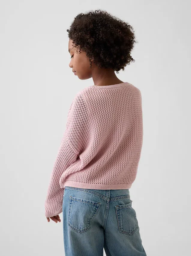 Maglione oversize con grafica per bambini lavorato all’uncinetto