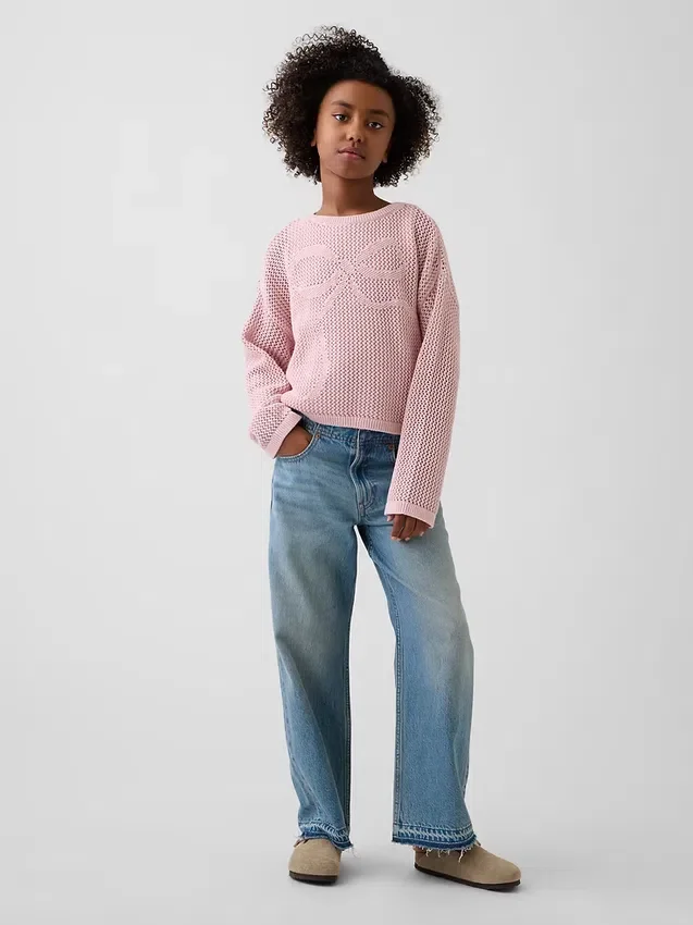 Maglione oversize con grafica per bambini lavorato all’uncinetto