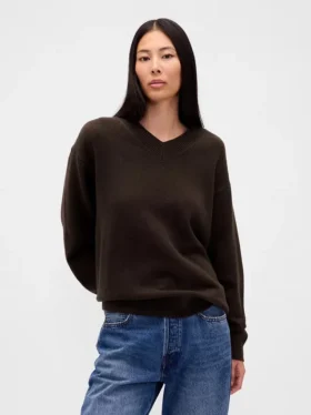 Maglione oversize con scollo a V CashSoft