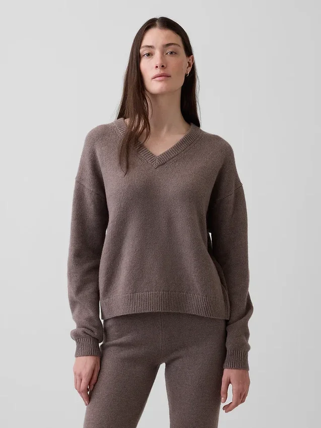 Maglione oversize con scollo a V CashSoft
